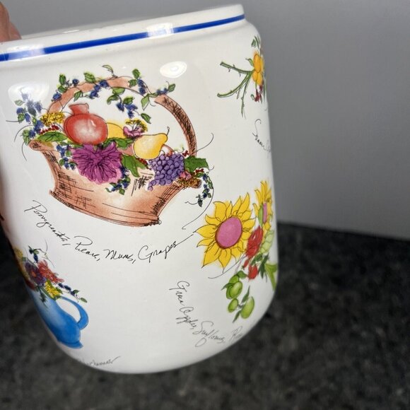 VTG William Sonoma FLORAL Canister Cookie Jar Gasket Seal Botanical Portugal 8" - Picture 13 of 15